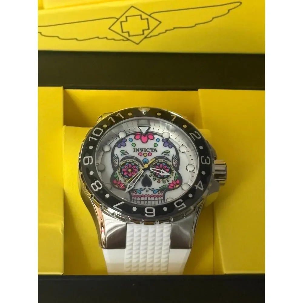 Invicta Aviator Dia De Los Muertos Men’s Watch Mother of Pearl Dial 50mm 36853